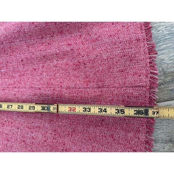 CAbi Madison Avenue Pink Tweed Wool Double Breasted pea coat fringe Size 16 - Picture 7 of 13